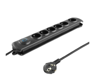 Listwa zasilająca QOLTEC antyprzepięciowa - 6 gniazd, 3m, czarna